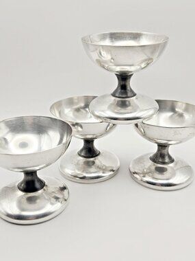 Vintage Benedict Indestructo Ice Cream Cups Set of 4 Art Deco Silver Plate